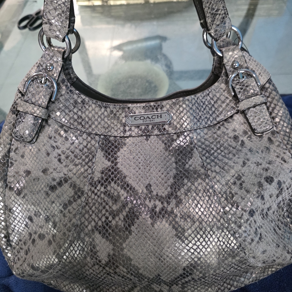 Coach Silver Snakeskin Shoulder Bag